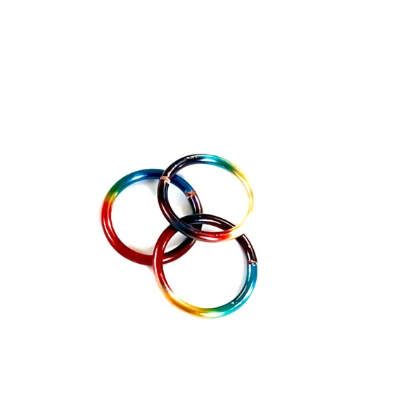 3 Pack Rainbow Colored Nose Ring Cartilage Hoop - Picture 3 of 15